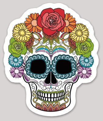 Rainbow Day of the Dead Skull Sticker