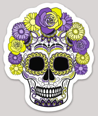 Non-Binary Day of the Dead Skull Sticker