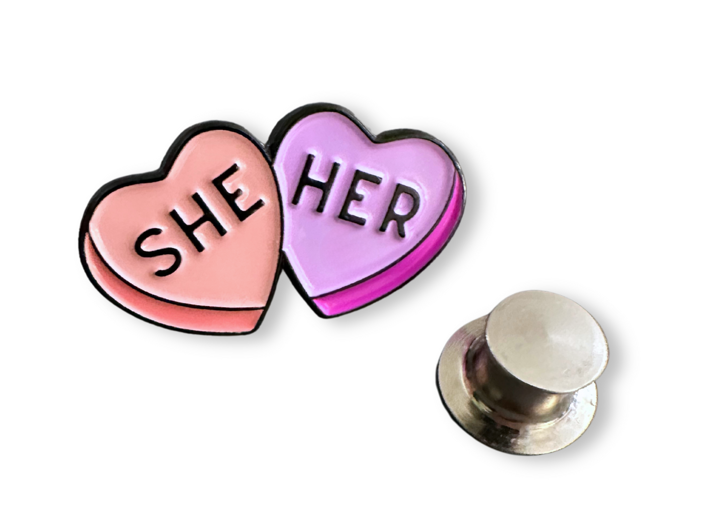 Heart Pronoun Pins