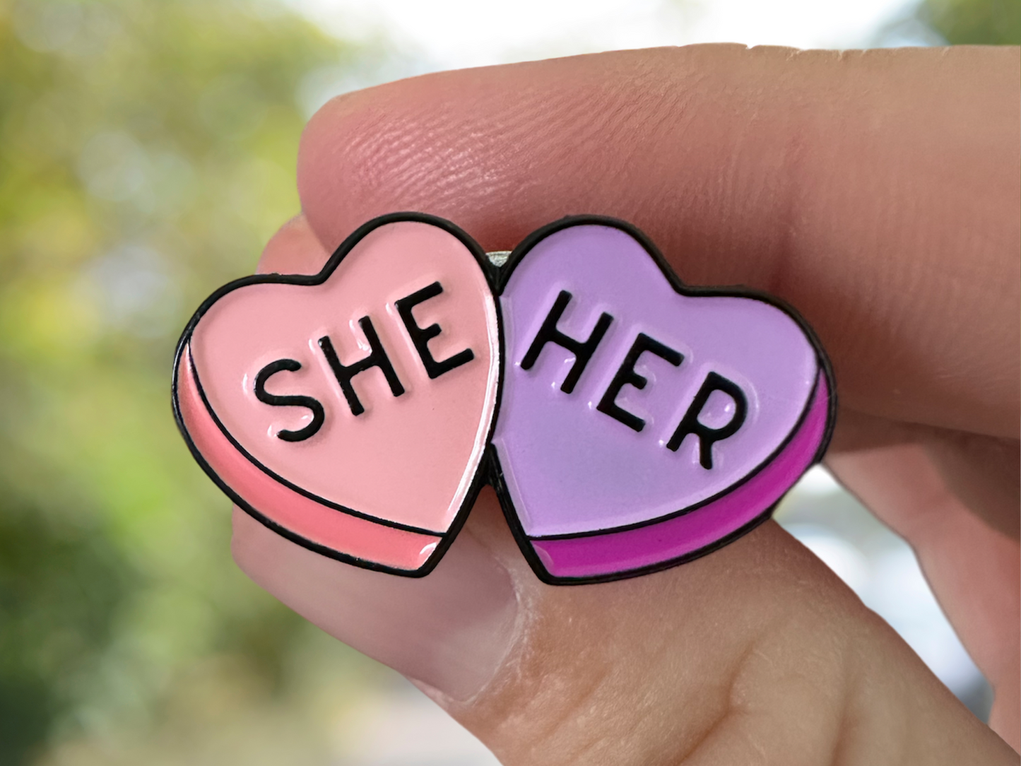 Heart Pronoun Pins