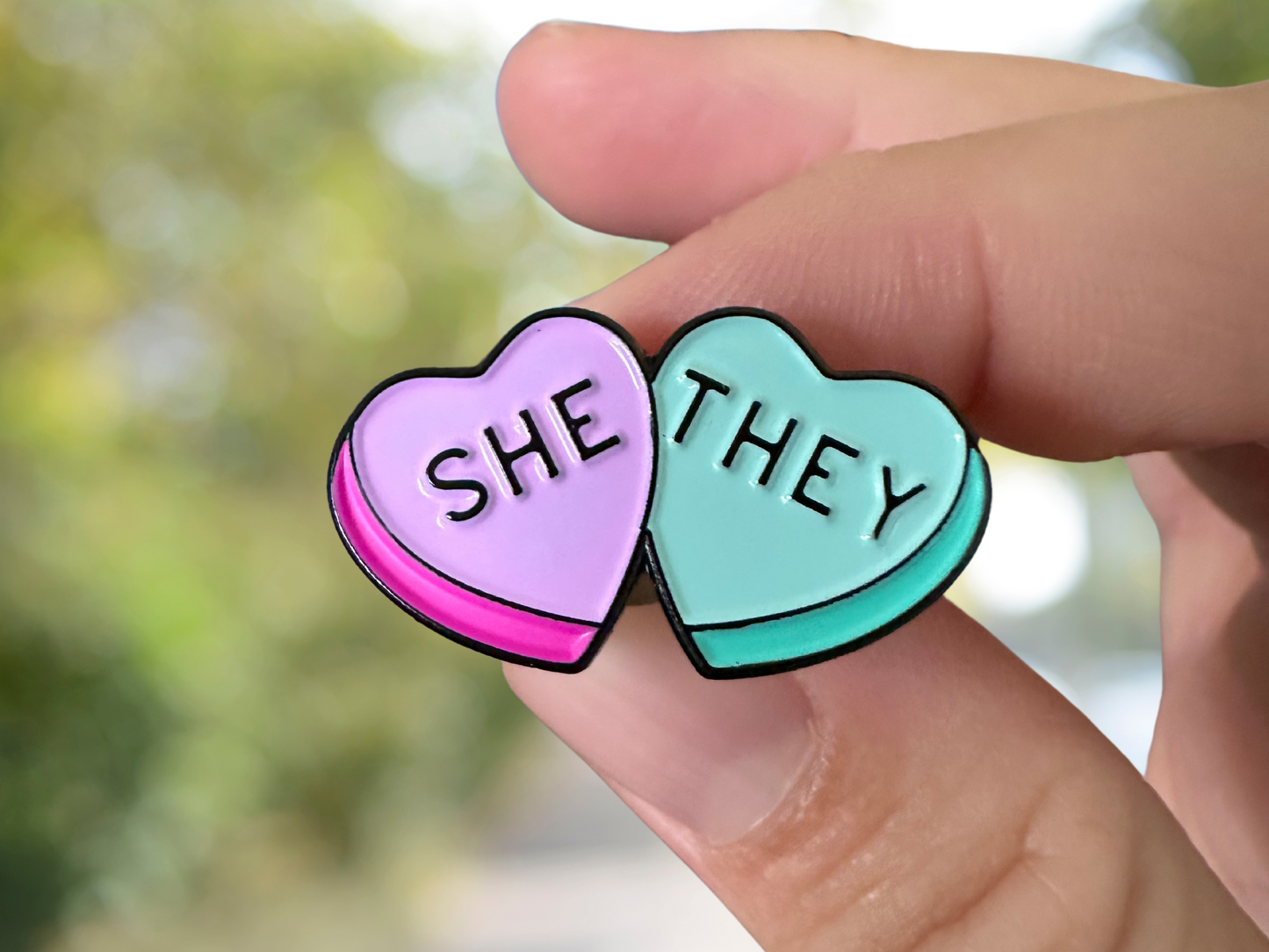 Heart Pronoun Pins