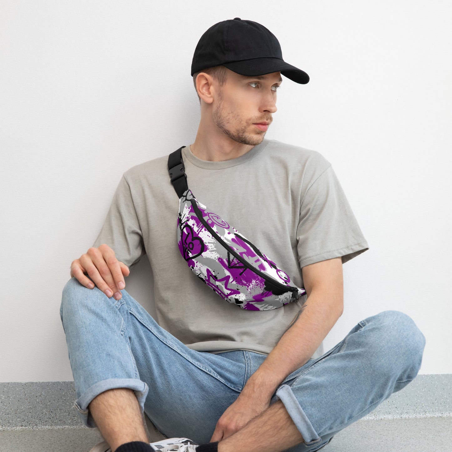 Asexual Aces Graffiti Belt Bag in White
