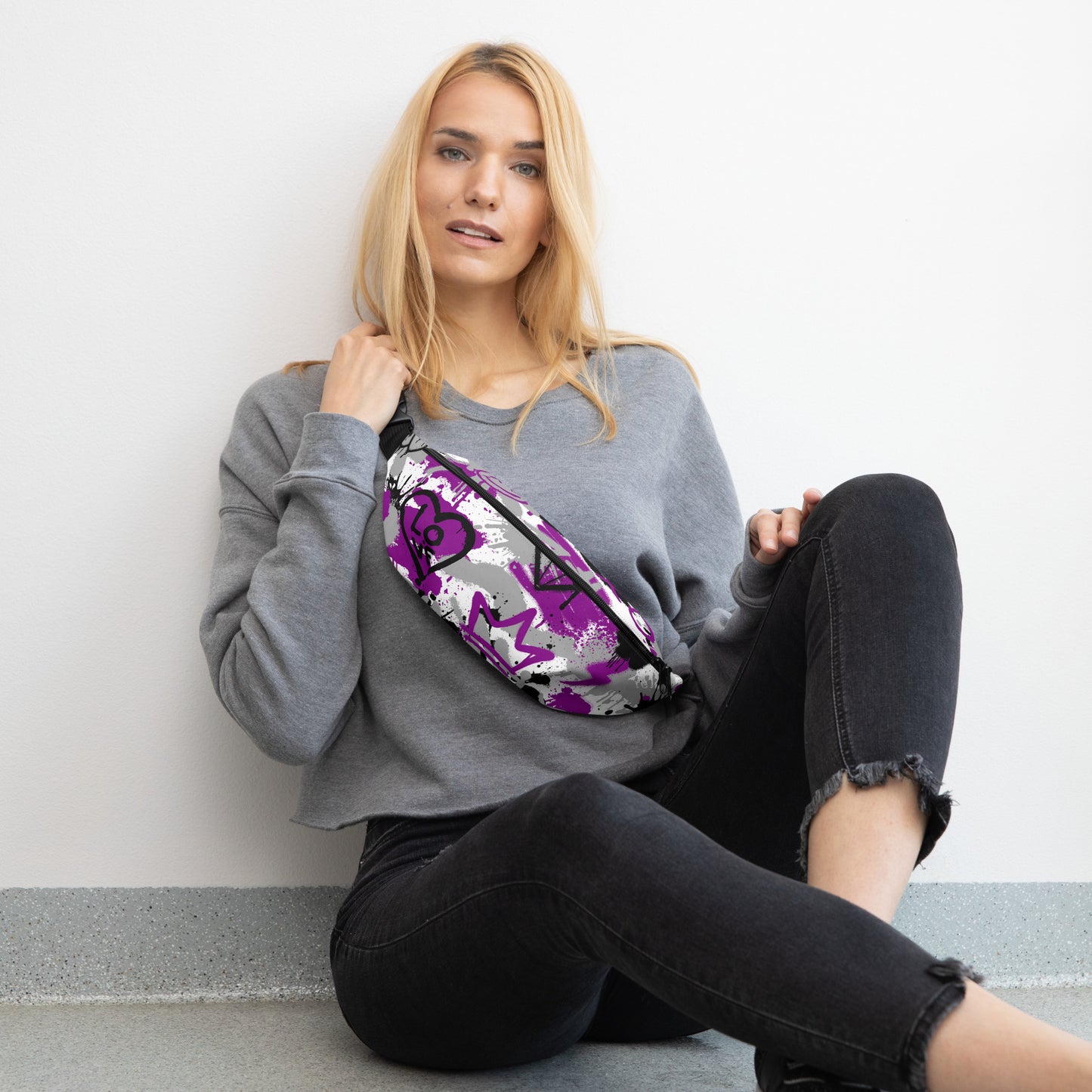 Asexual Aces Graffiti Belt Bag in White