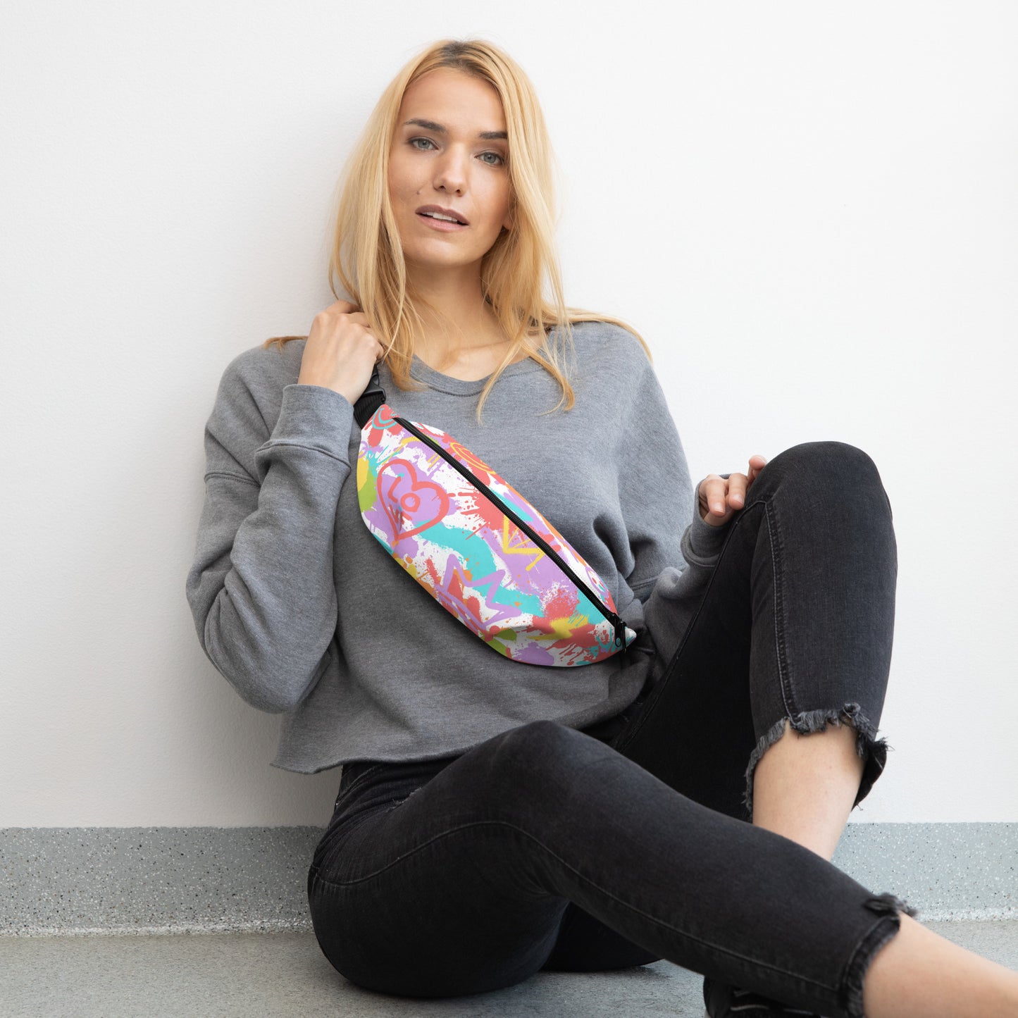LGBT Pride Rainbow Graffiti Belt Bag in White