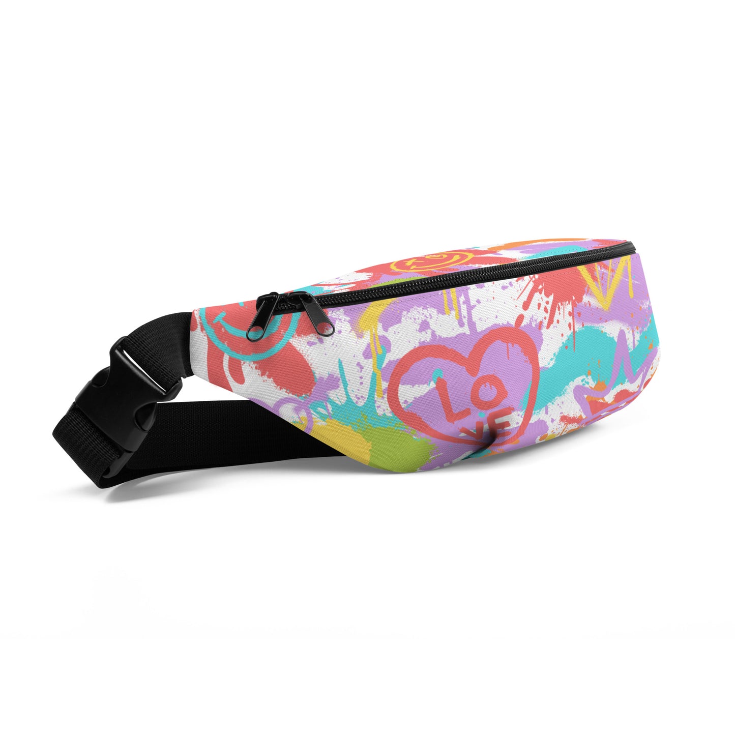 LGBT Pride Rainbow Graffiti Belt Bag in White