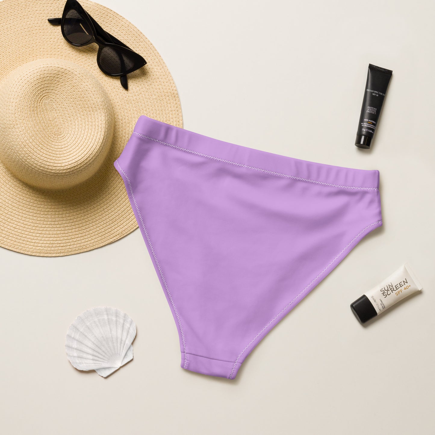 Rainbow Solid High-Waisted Athletic Bikini Bottom