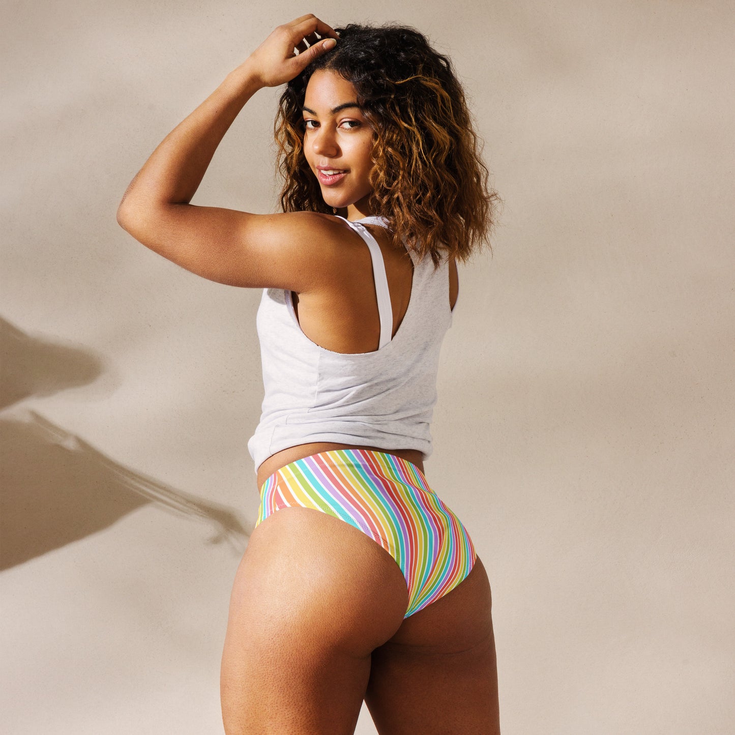 Rainbow Striped Athletic Bikini Bottom