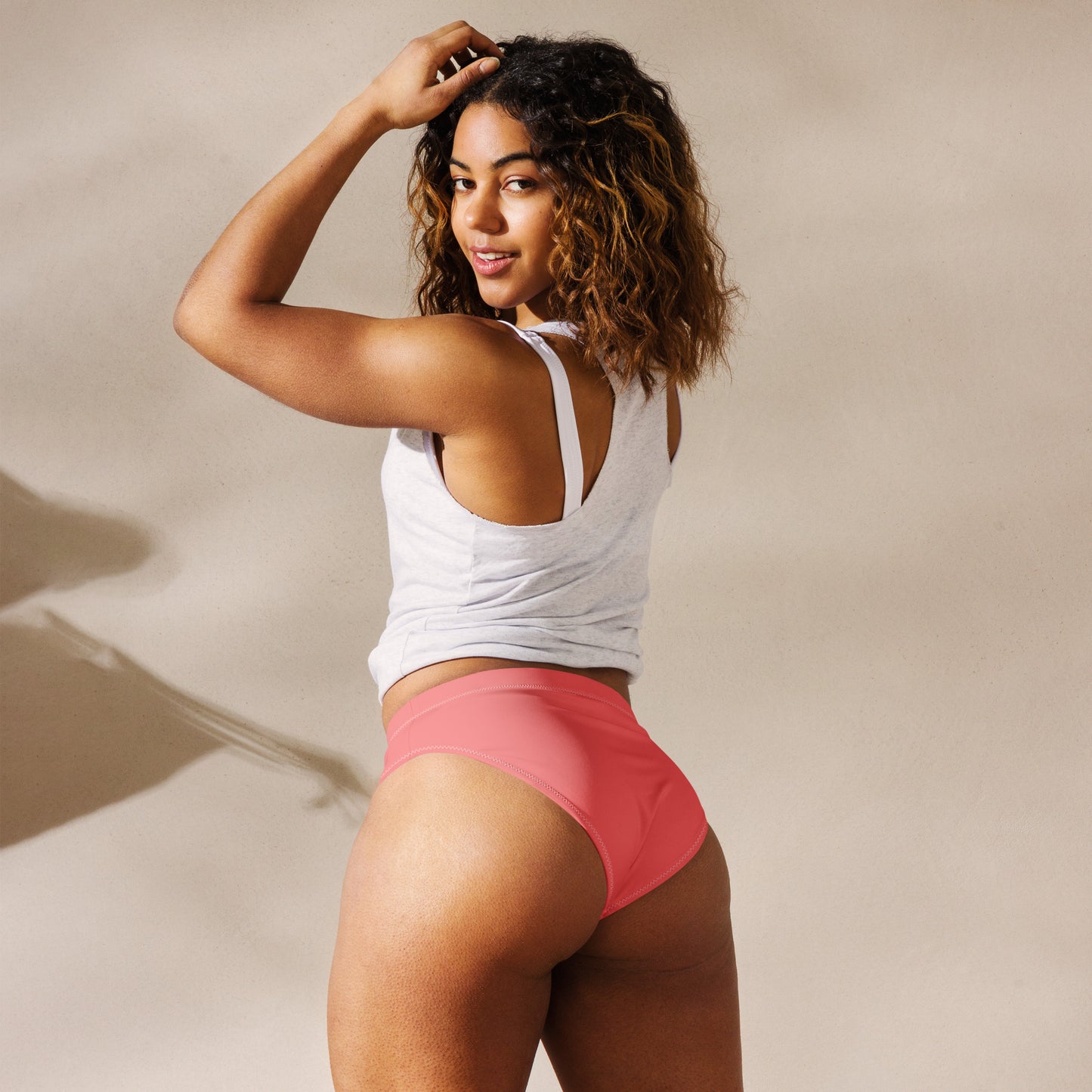 Rainbow Solid High-Waisted Athletic Bikini Bottom