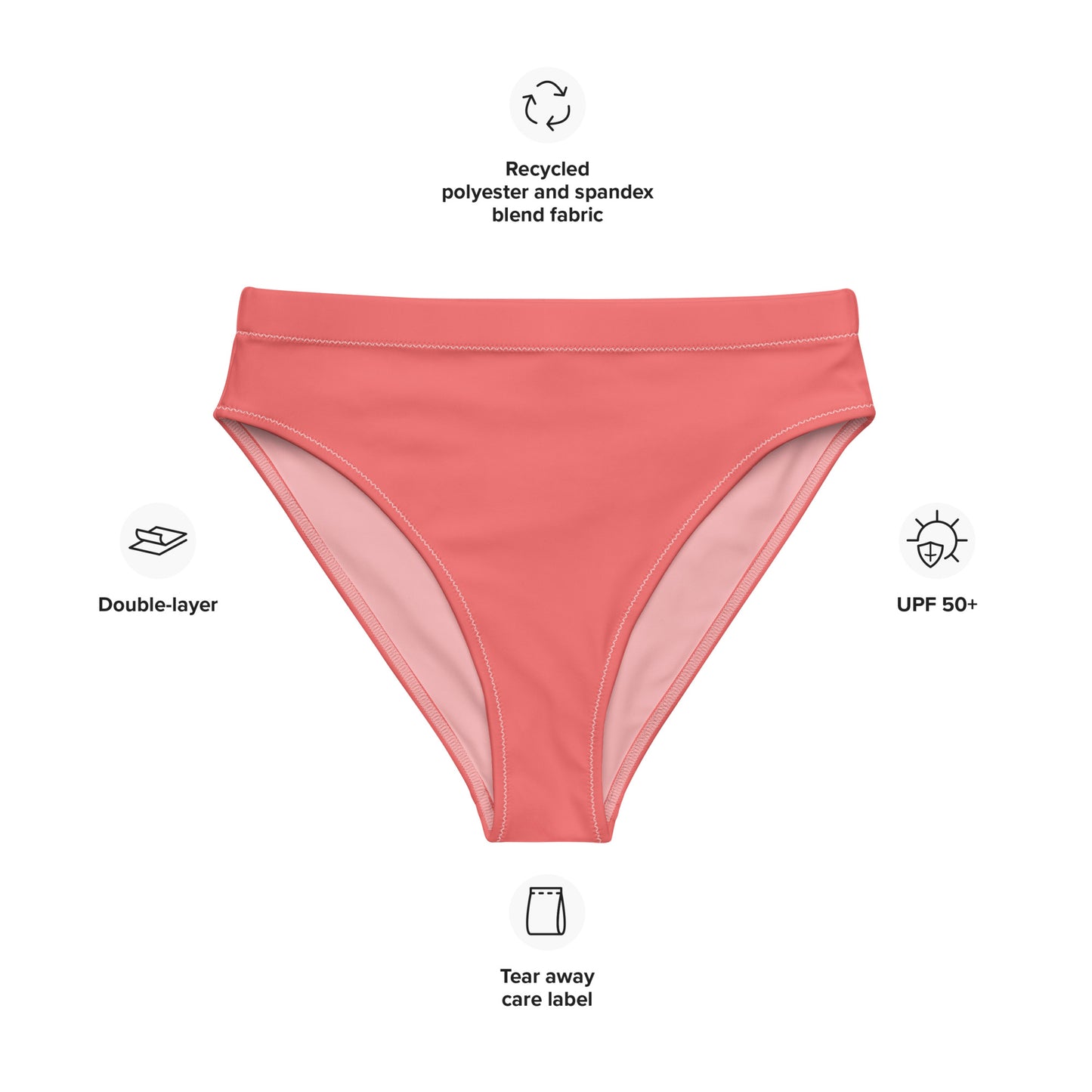 Rainbow Solid High-Waisted Athletic Bikini Bottom