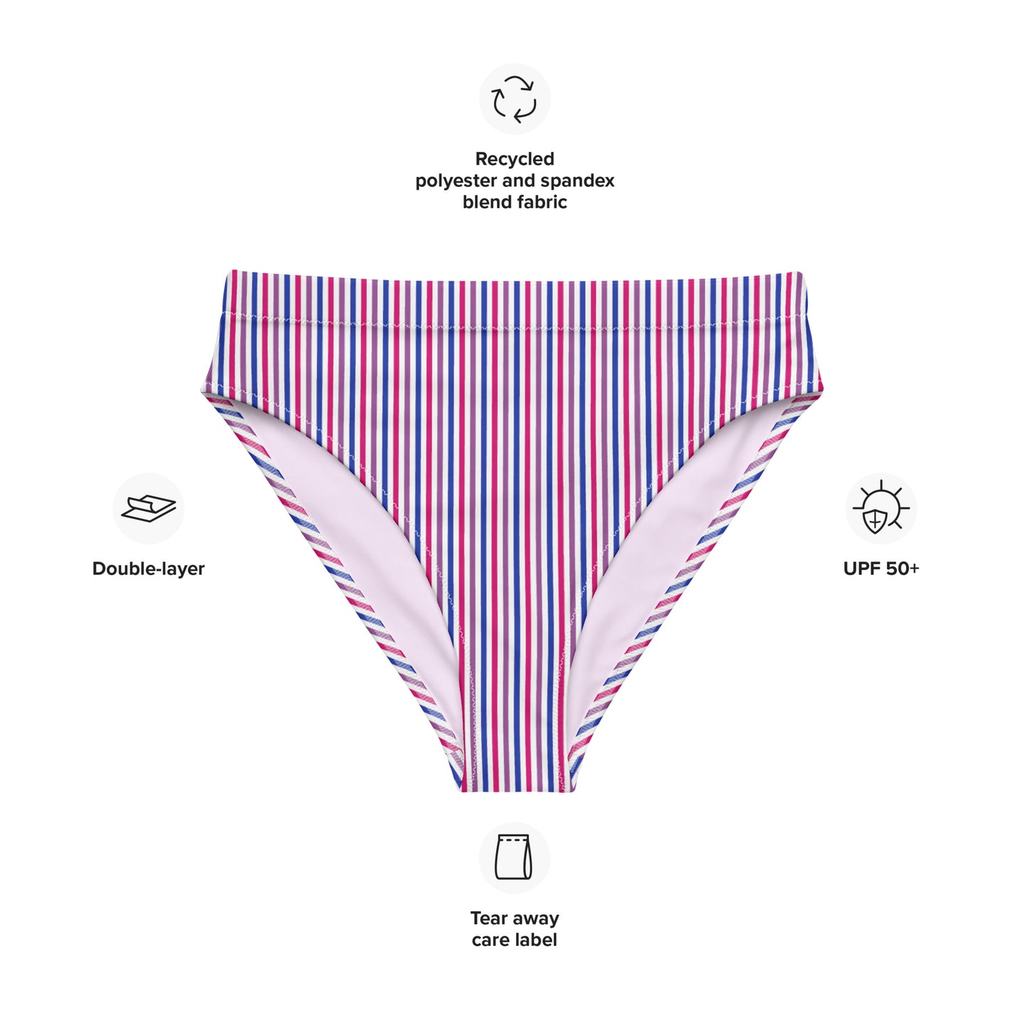 Bisexual Striped High-Waisted Athletic Bikini Bottom