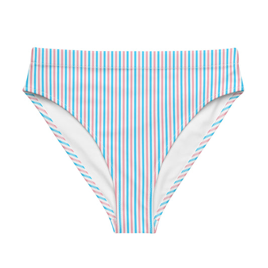 Transgender Striped High-Waisted Athletic Bikini Bottom