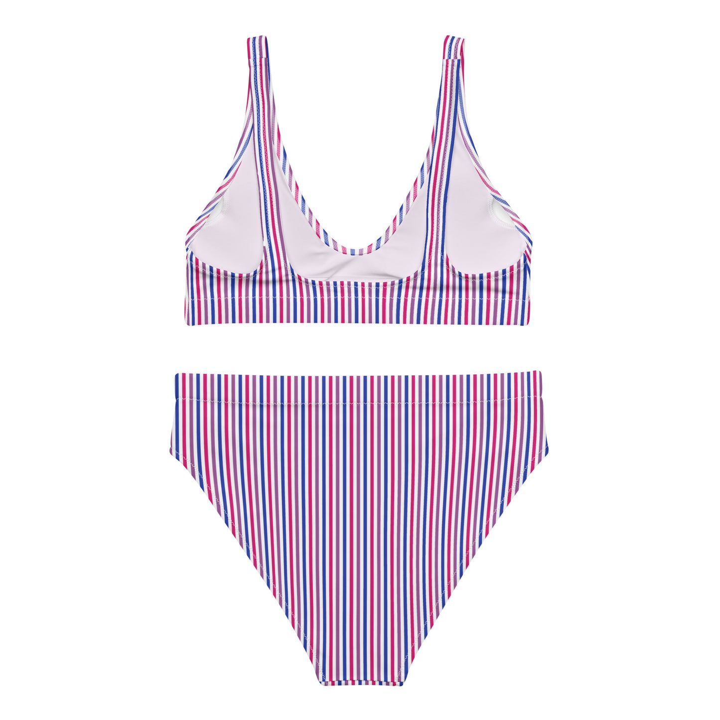 Bisexual Striped High-Waisted Athletic Bikini Bottom