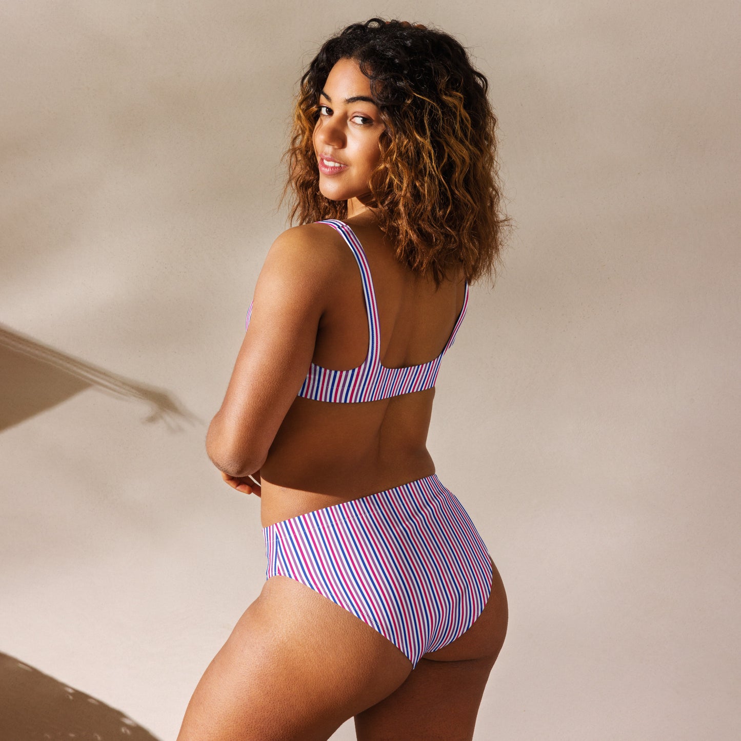 Bisexual Striped Athletic Bikini Top