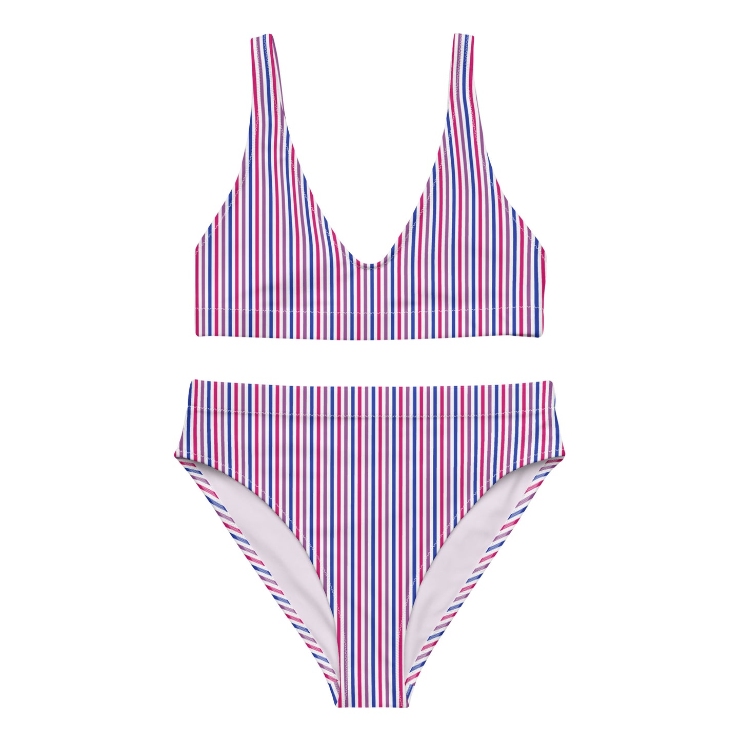 Bisexual Striped High-Waisted Athletic Bikini Bottom