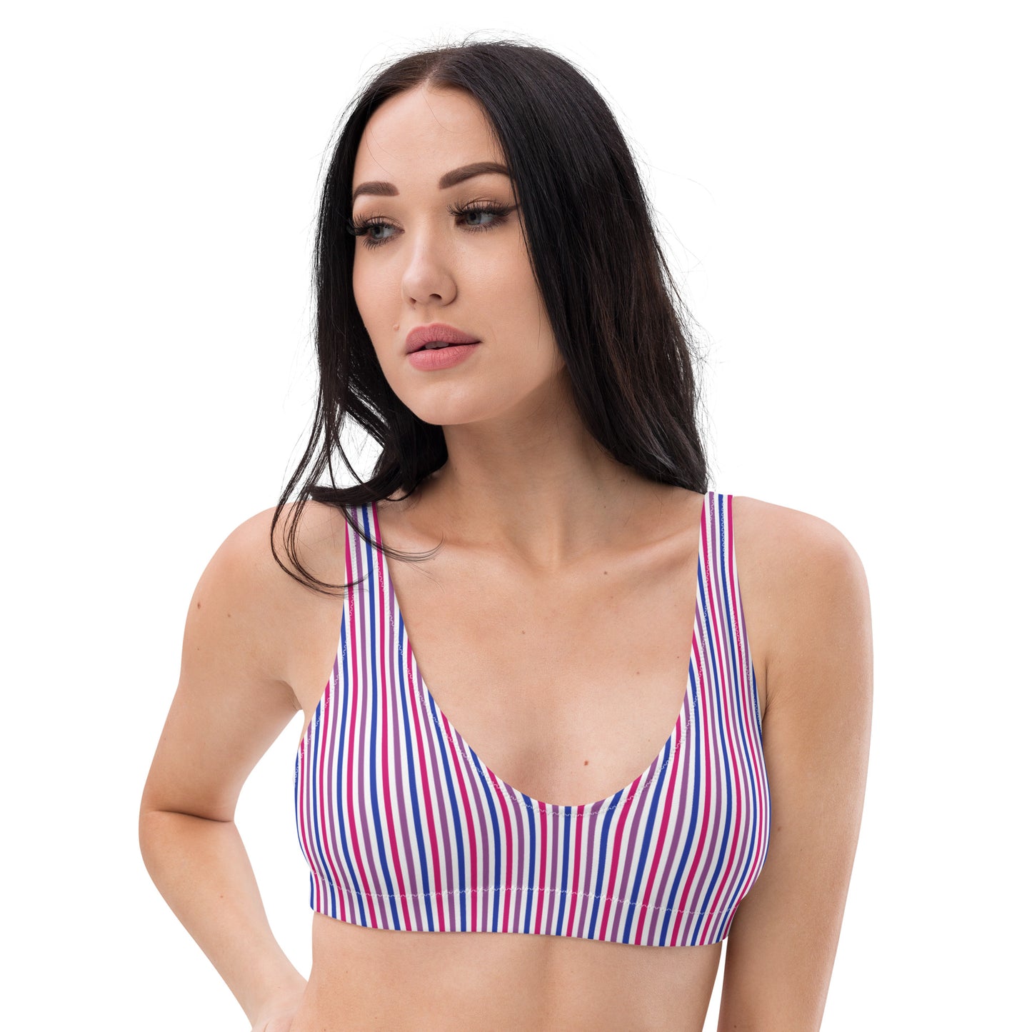 Bisexual Striped Athletic Bikini Top