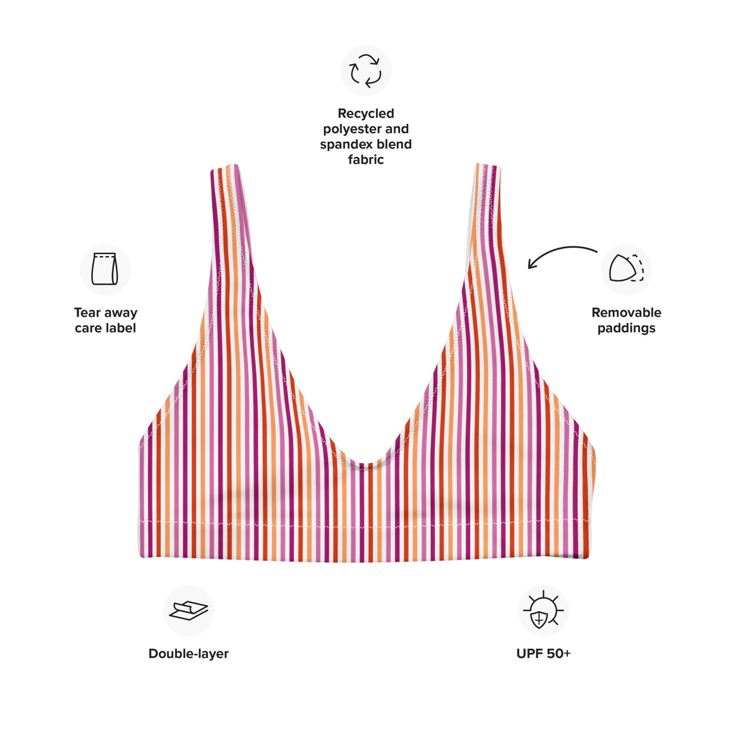 Lesbian Striped Athletic Bikini Top
