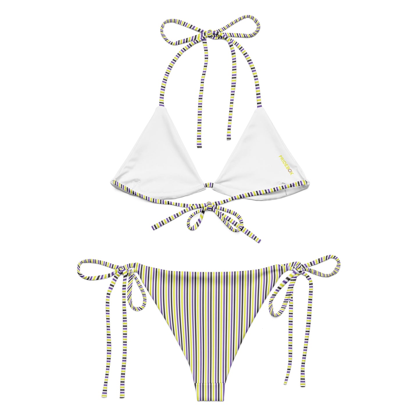Non-Binary Striped String Bikini Top