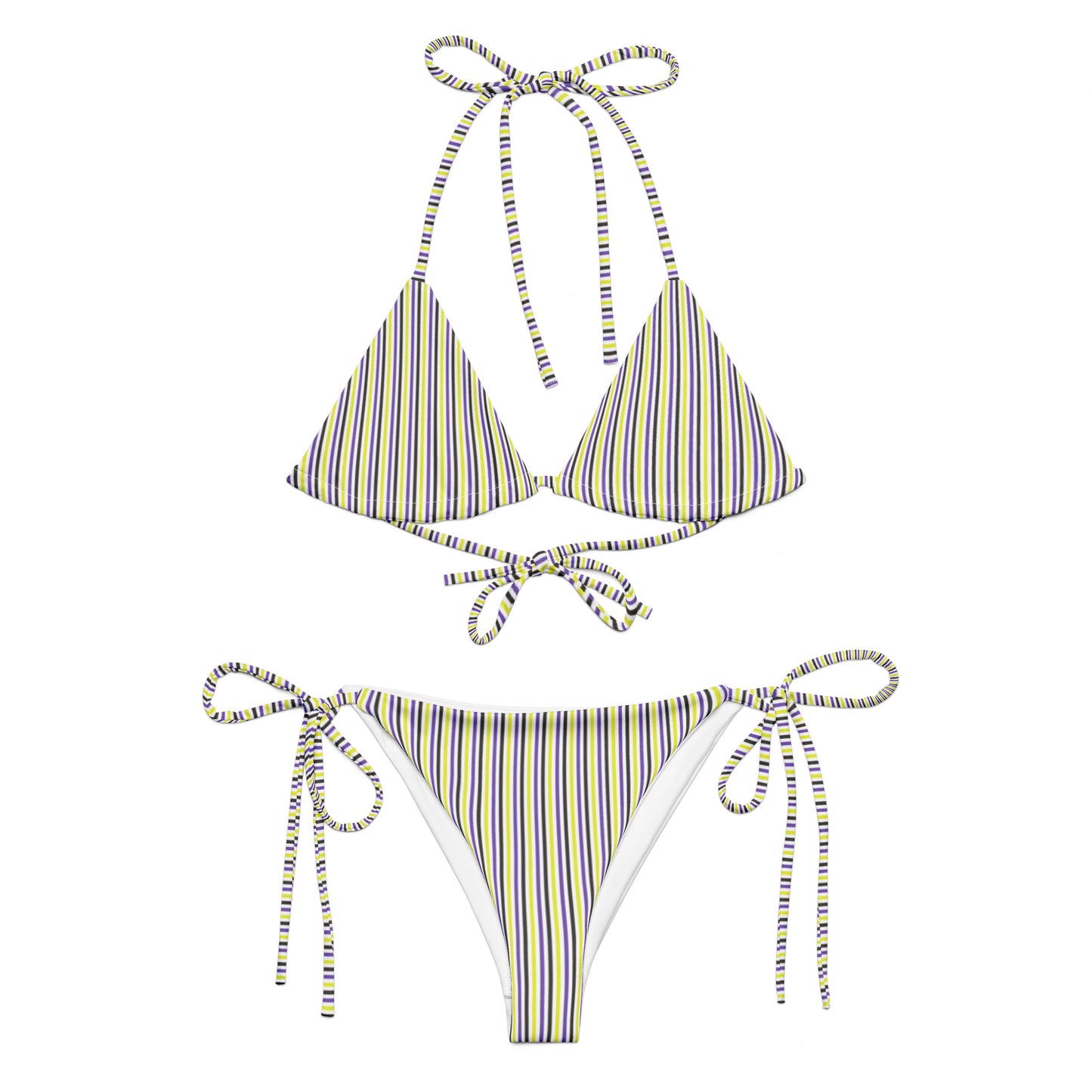 Non-Binary Striped String Bikini Top