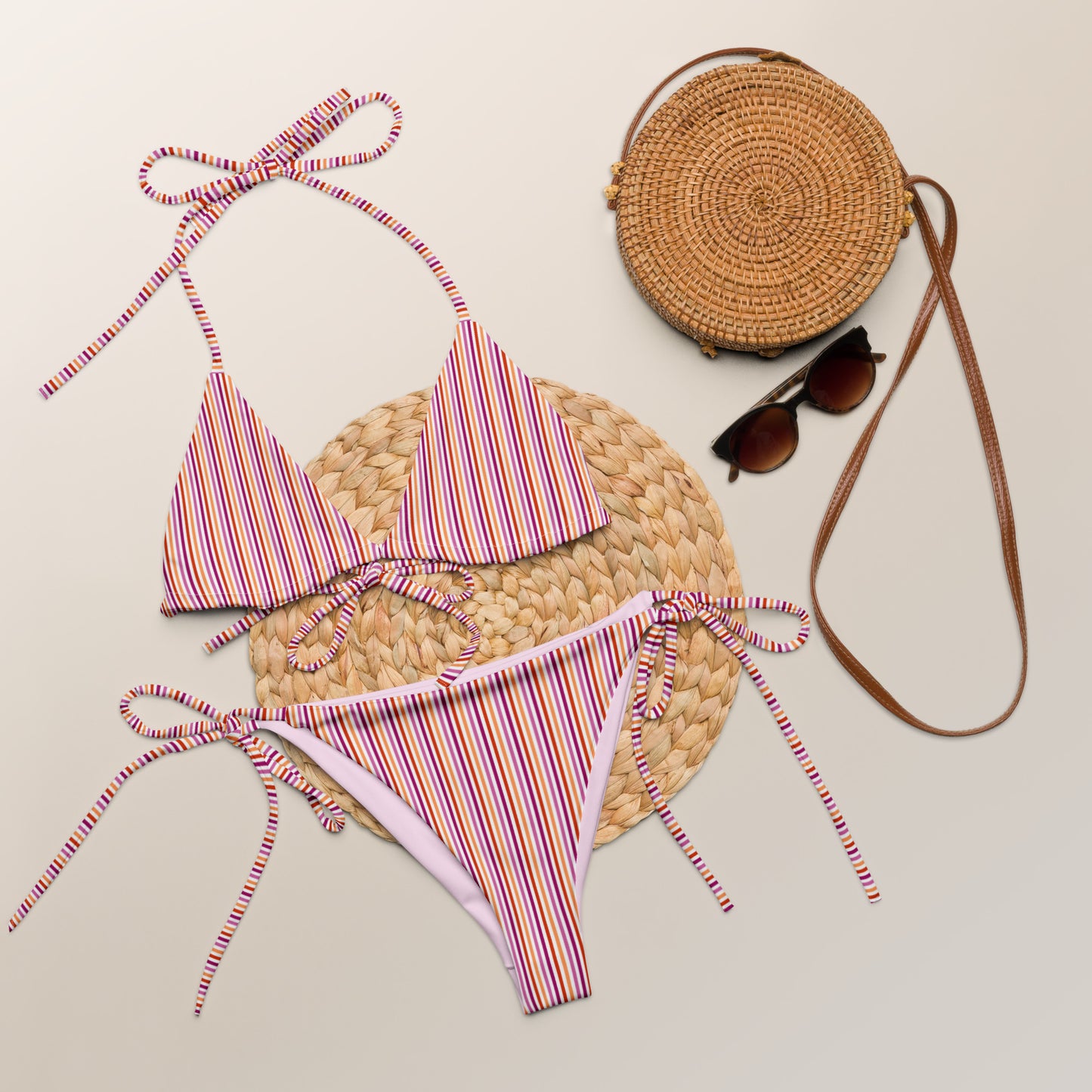 Lesbian Striped String Bikini Top