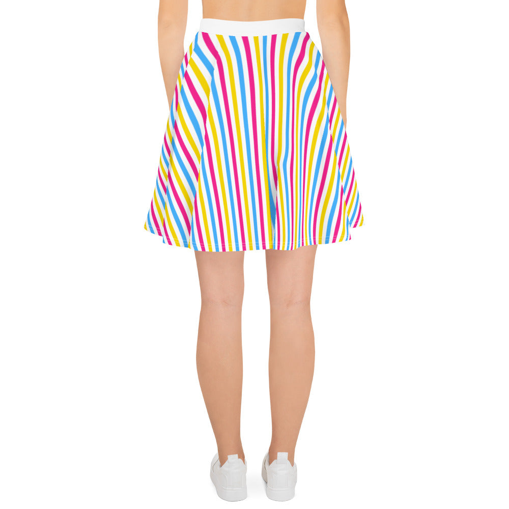 Pansexual Pride Striped Skater Skirt