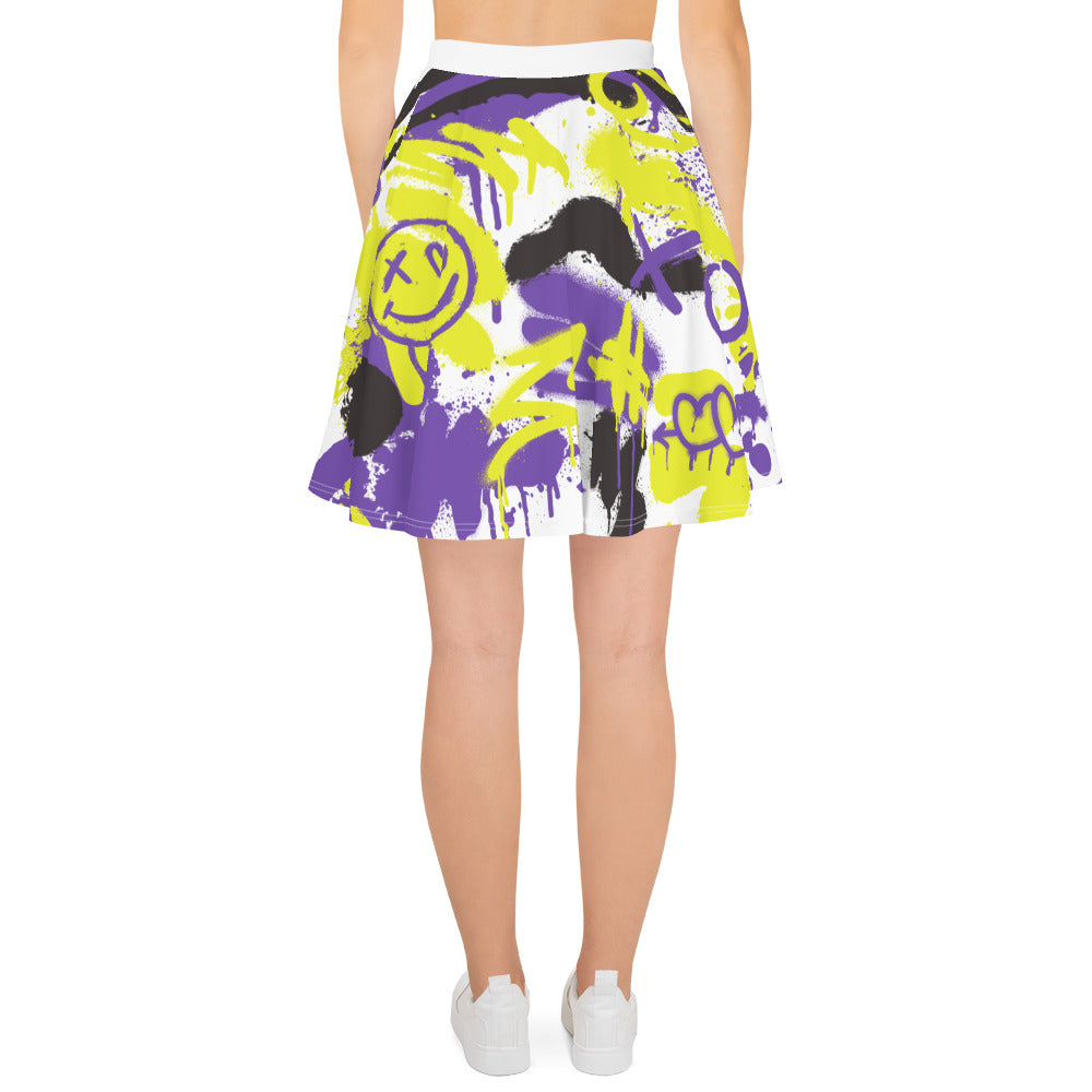 NonBinary Pride Graffiti Skater Skirt - White