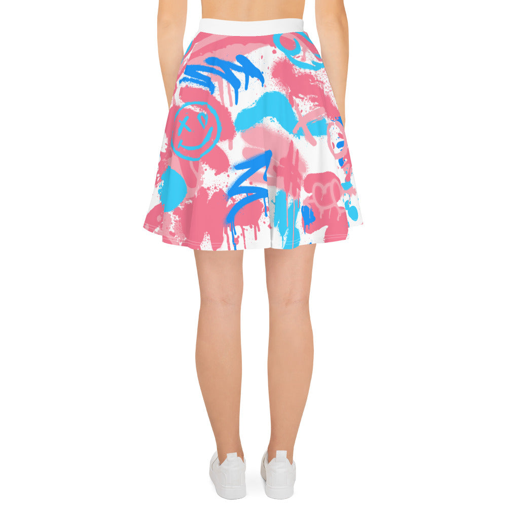 Trans Pride Graffiti Skater Skirt - White