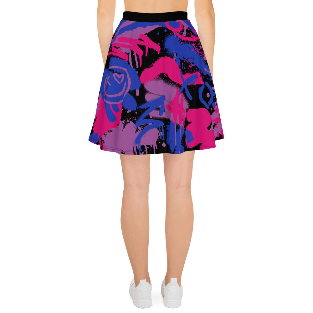 Bisexual Pride Graffiti Skater Skirt - Black
