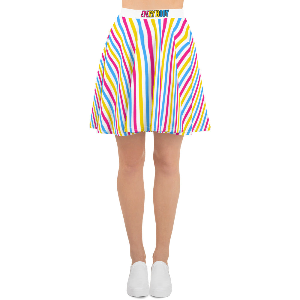 Pansexual Pride Striped Skater Skirt