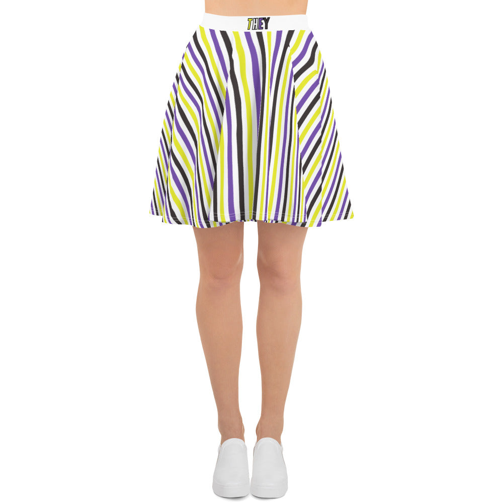 NonBinary Pride Striped Skater Skirt