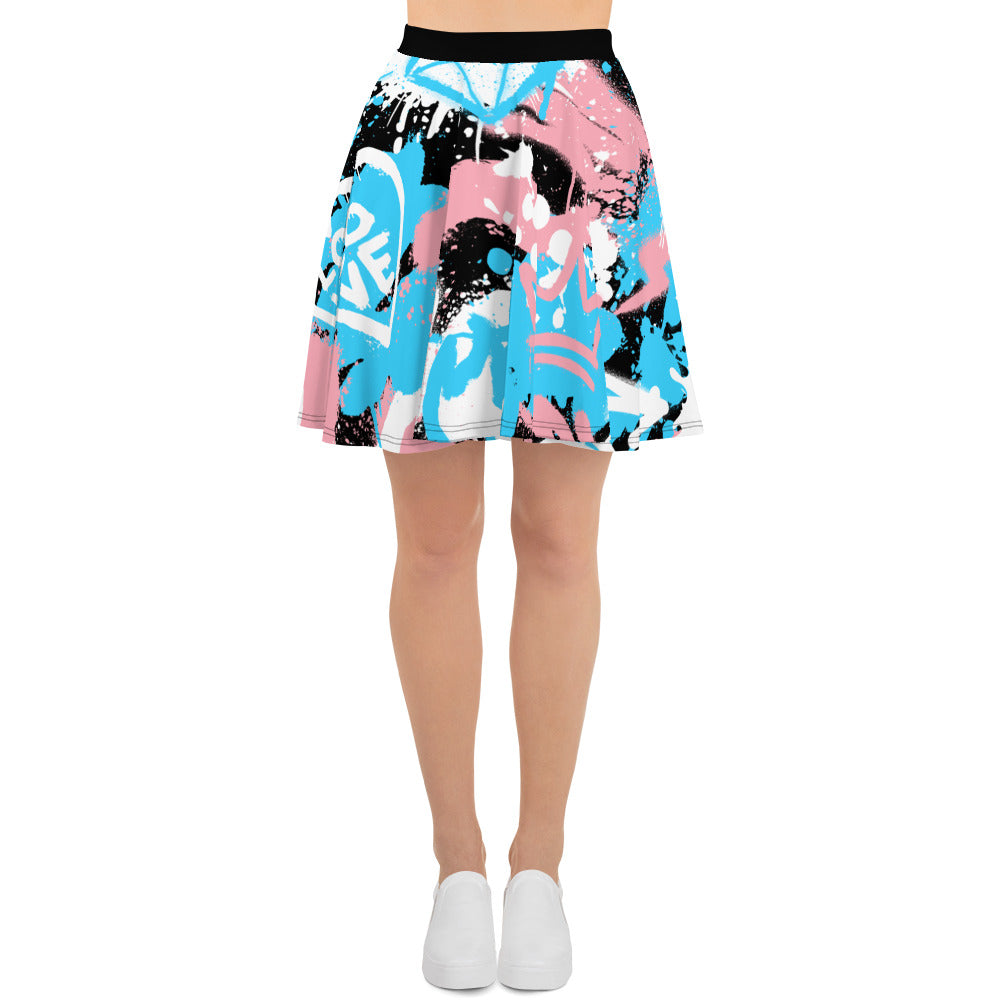 Trans Pride Graffiti Skater Skirt - Black