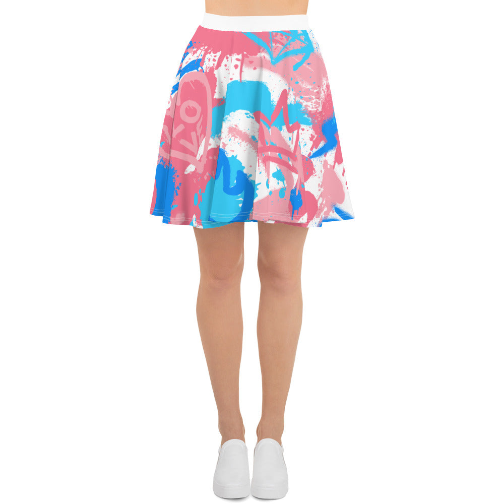 Trans Pride Graffiti Skater Skirt - White
