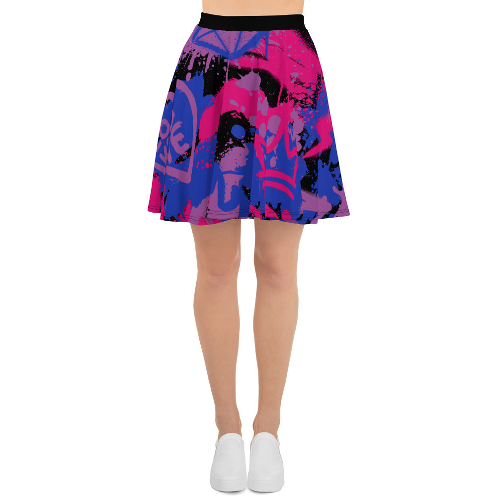 Bisexual Pride Graffiti Skater Skirt - Black