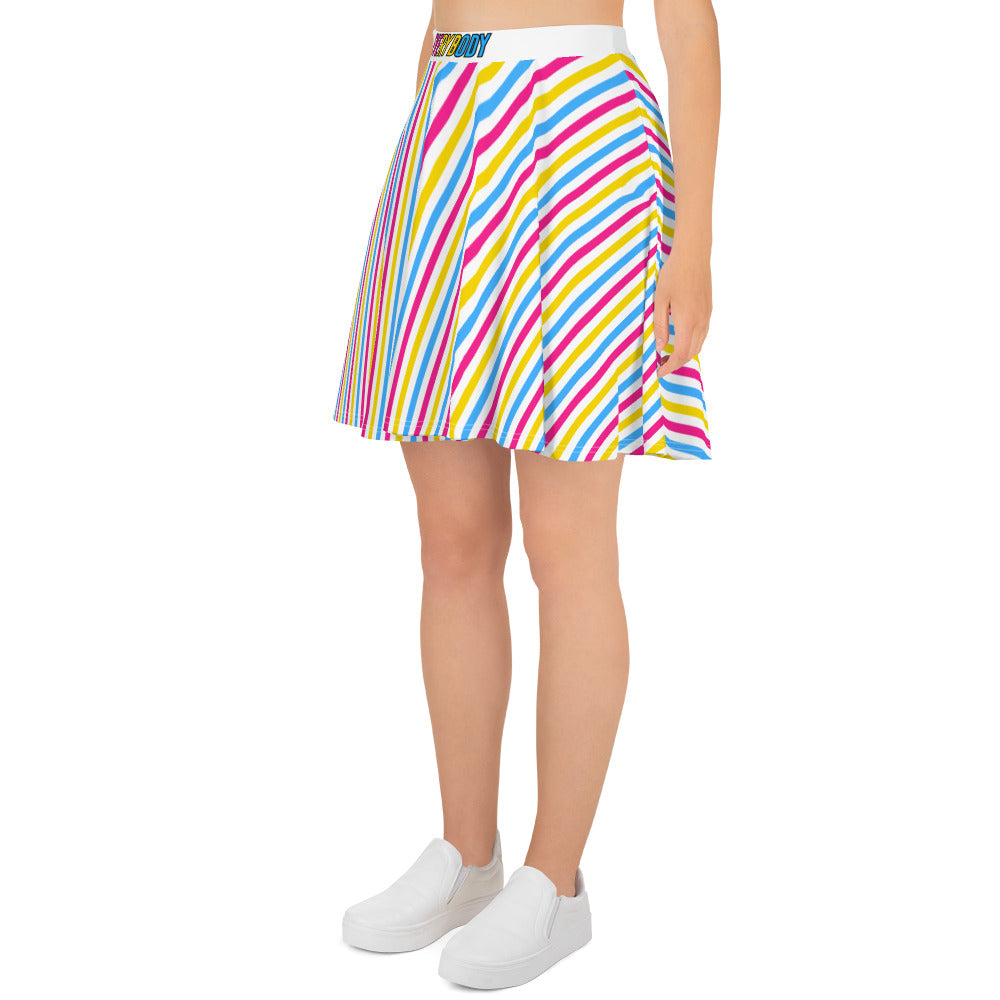 Pansexual Pride Striped Skater Skirt