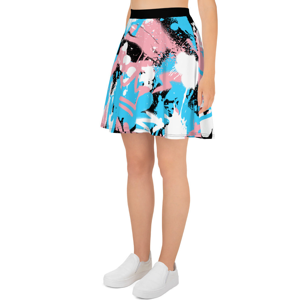 Trans Pride Graffiti Skater Skirt - Black