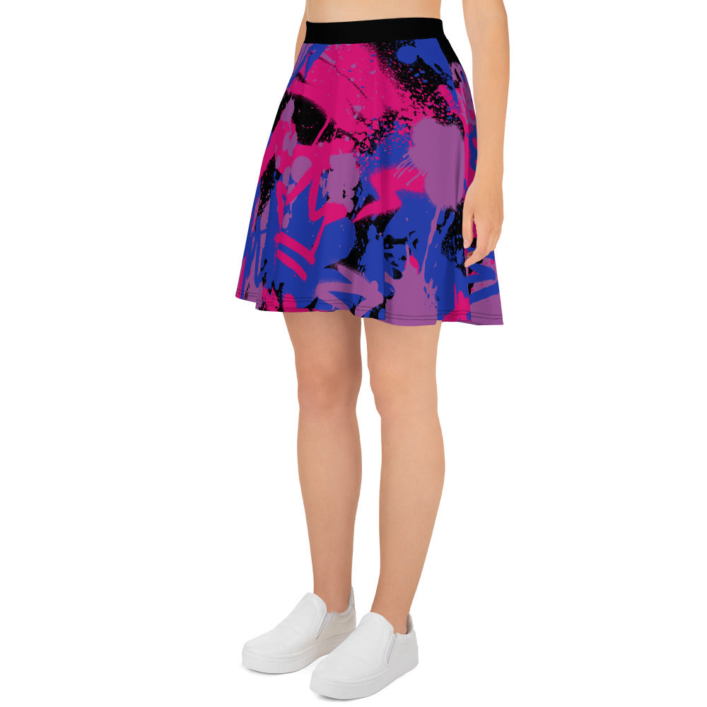 Bisexual Pride Graffiti Skater Skirt - Black