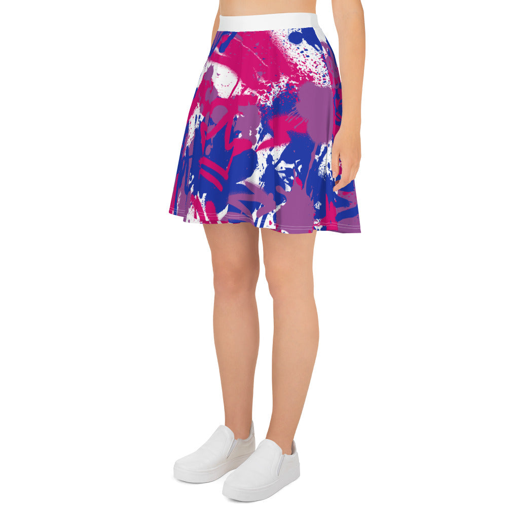 Bisexual Pride Graffiti Skater Skirt - White