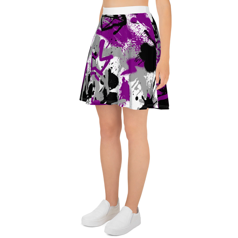Aces Asexual Pride Graffiti Skater Skirt - White