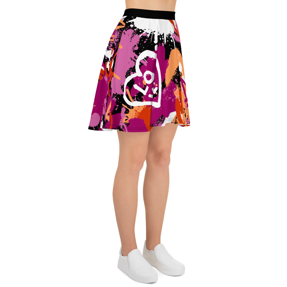 Lesbian Pride Graffiti Skater Skirt - Black