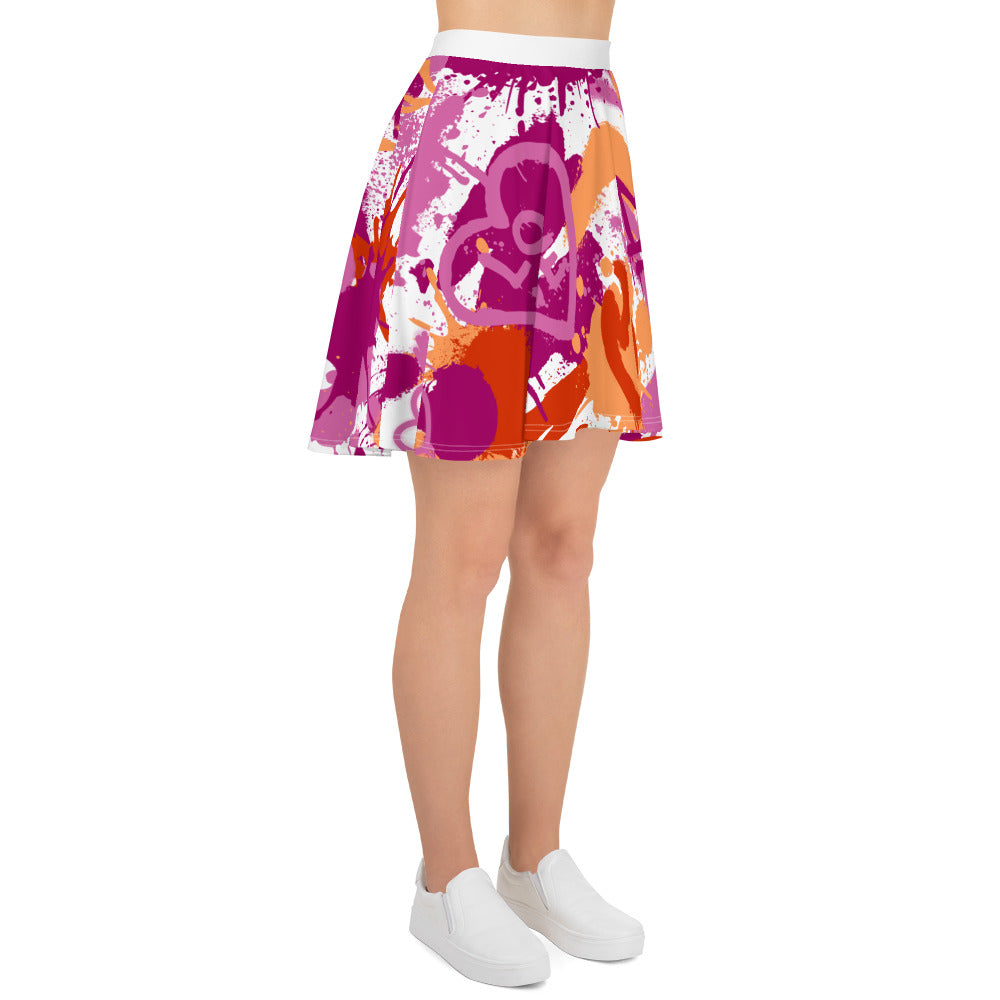 Lesbian Pride Graffiti Skater Skirt - White