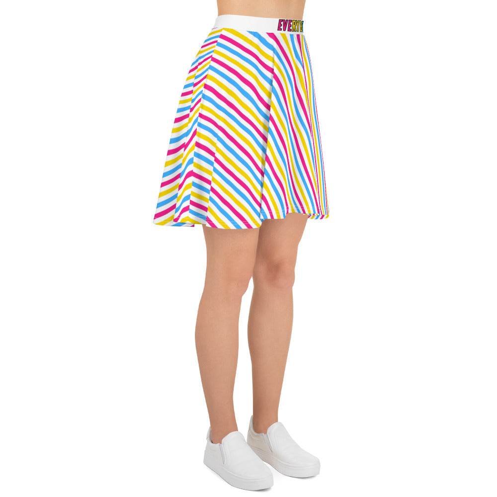 Pansexual Pride Striped Skater Skirt