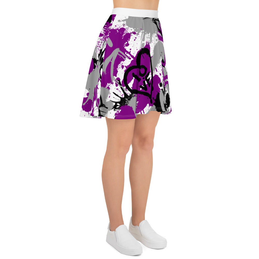 Aces Asexual Pride Graffiti Skater Skirt - White