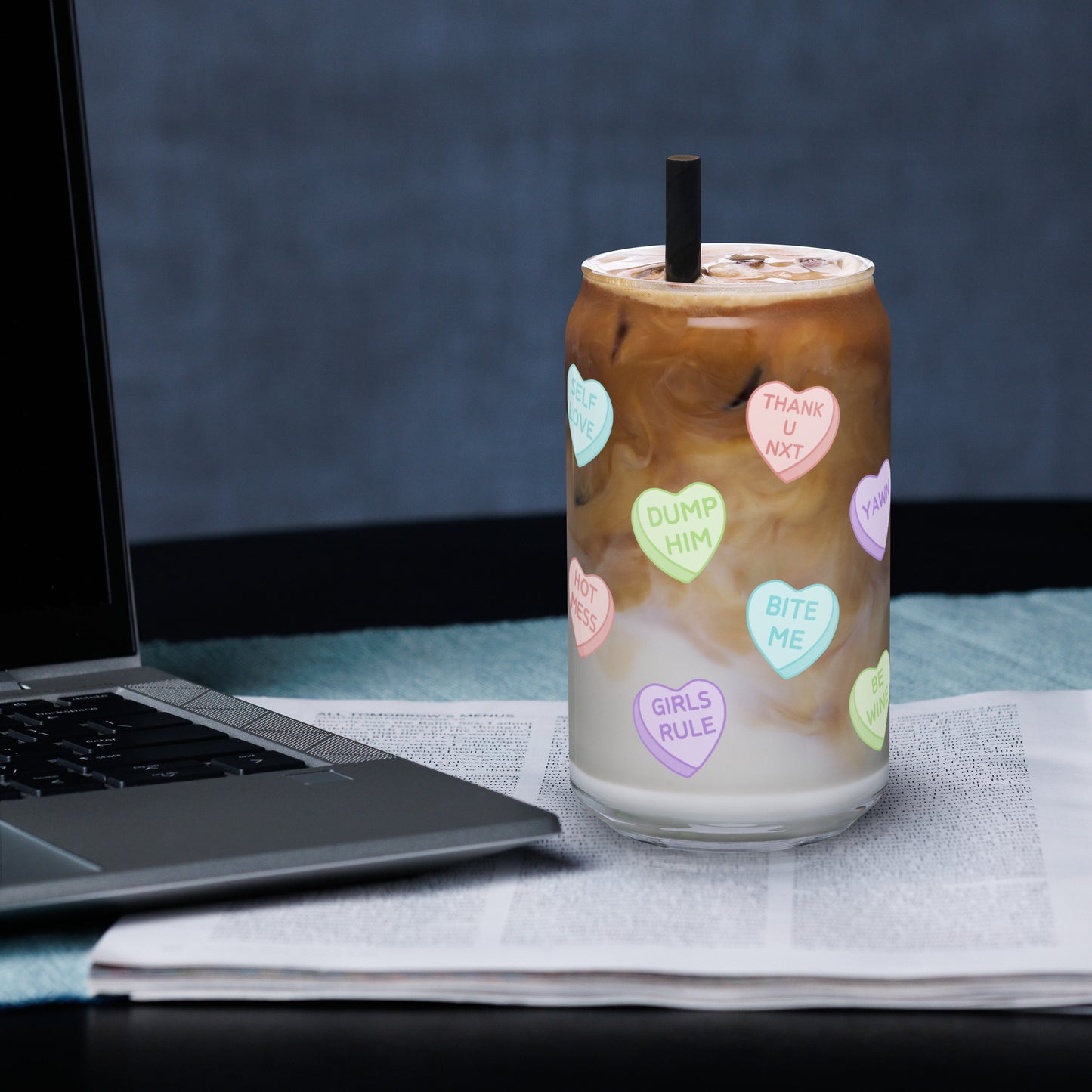 Sassy Candy Heart Glass Can