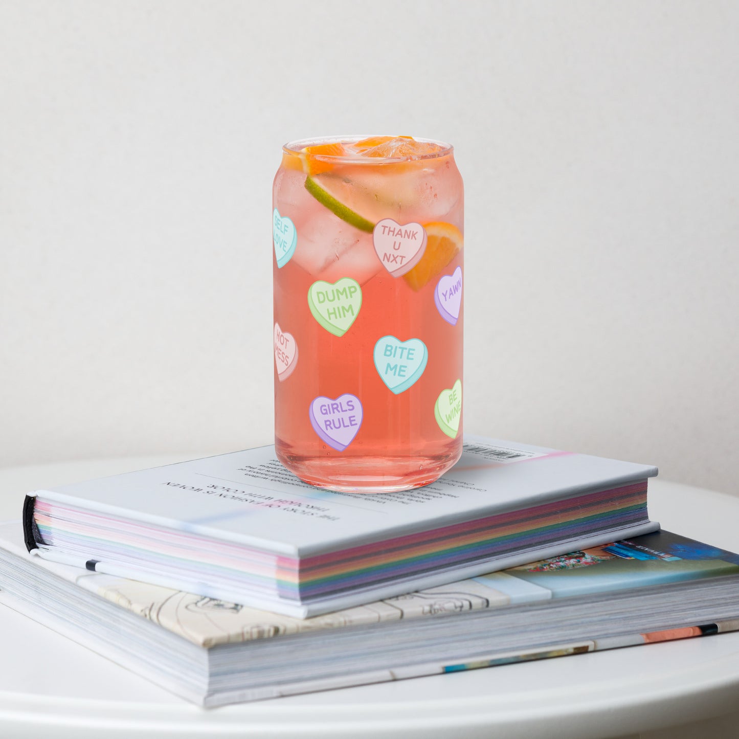 Sassy Candy Heart Glass Can