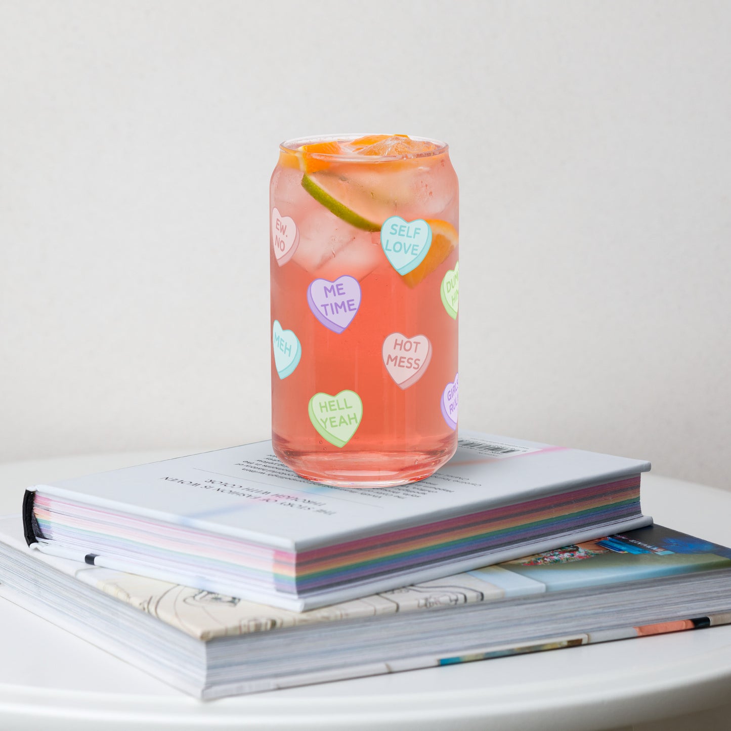 Sassy Candy Heart Glass Can