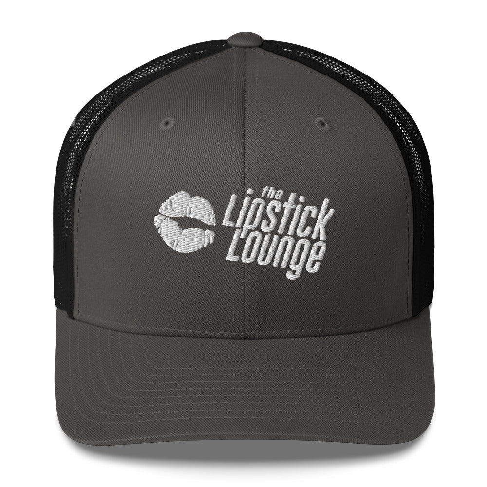 Lipstick Lounge White Logo Trucker Cap