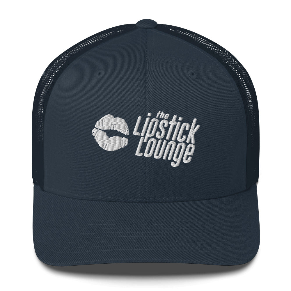 Lipstick Lounge White Logo Trucker Cap