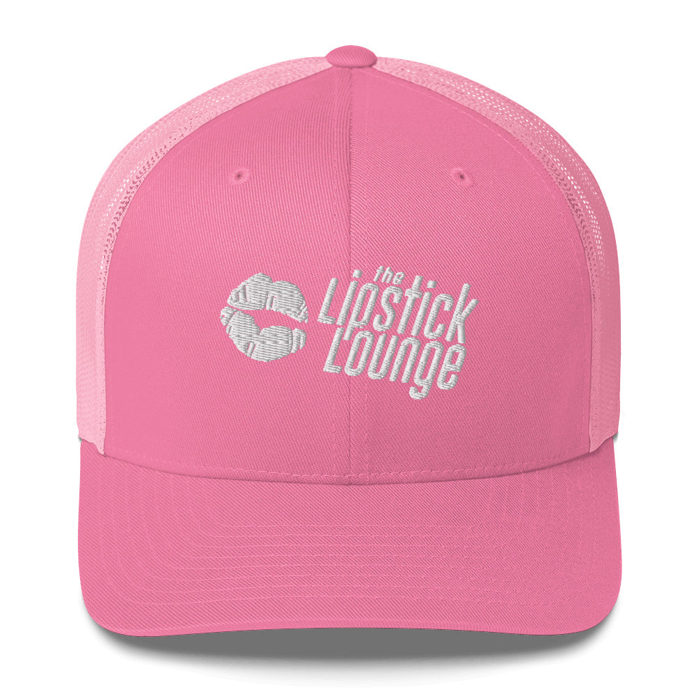 Lipstick Lounge White Logo Trucker Cap