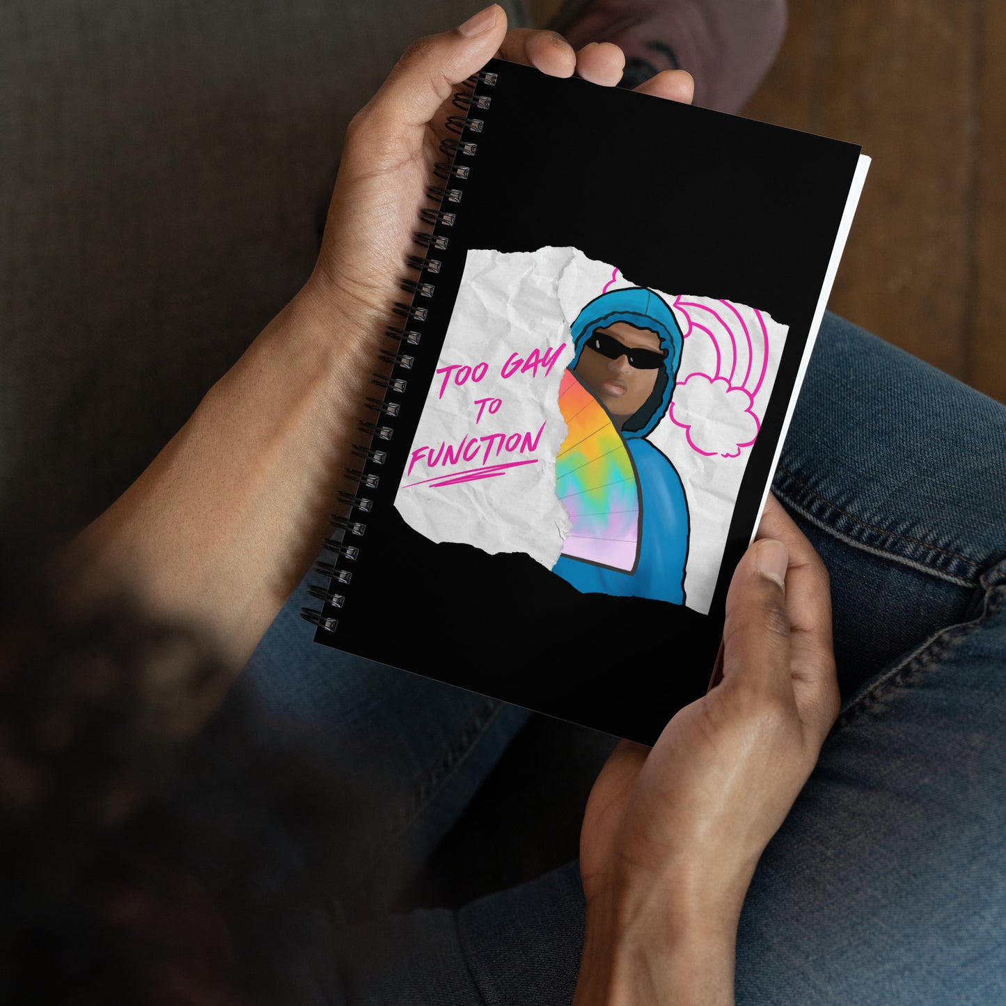 Damian: Too Gay To Function Spiral Notebook