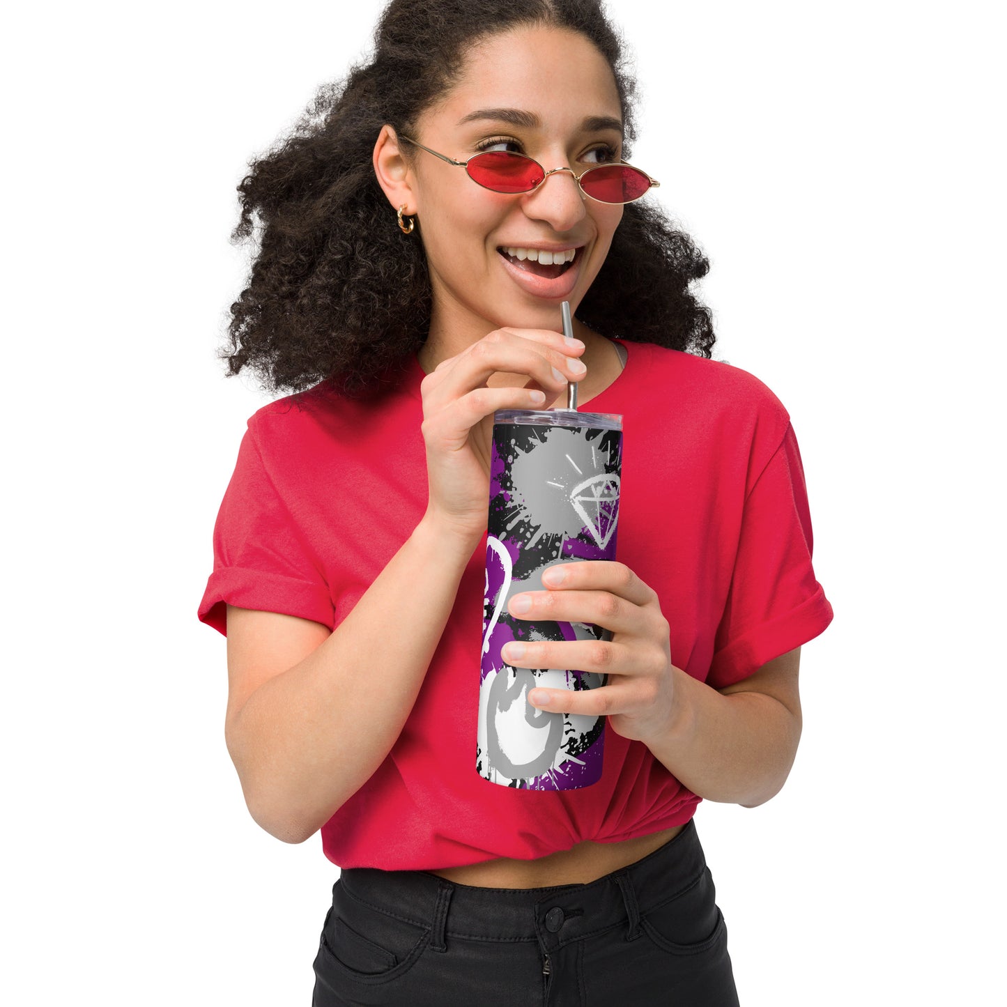 Aces Asexual Pride Graffiti Stainless Steel Tumbler