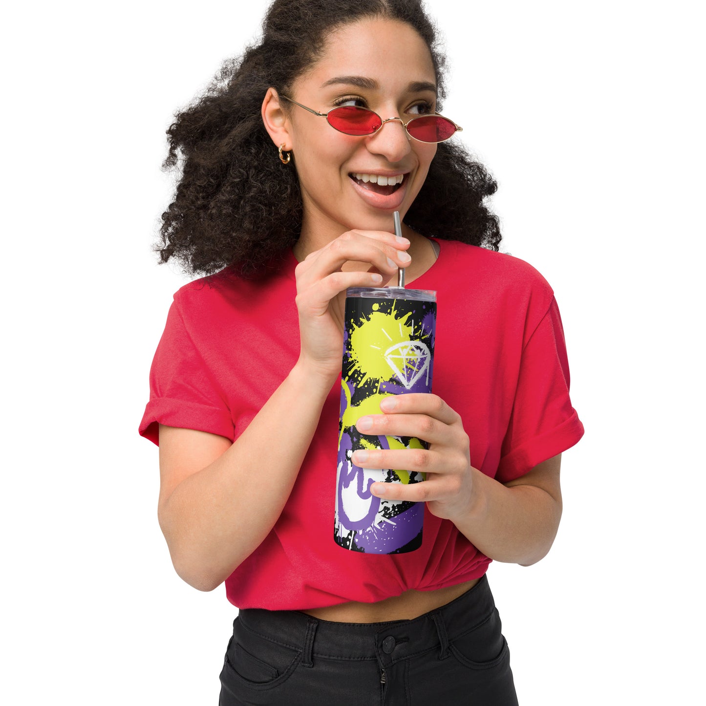 NonBinary Pride Graffiti Stainless Steel Tumbler
